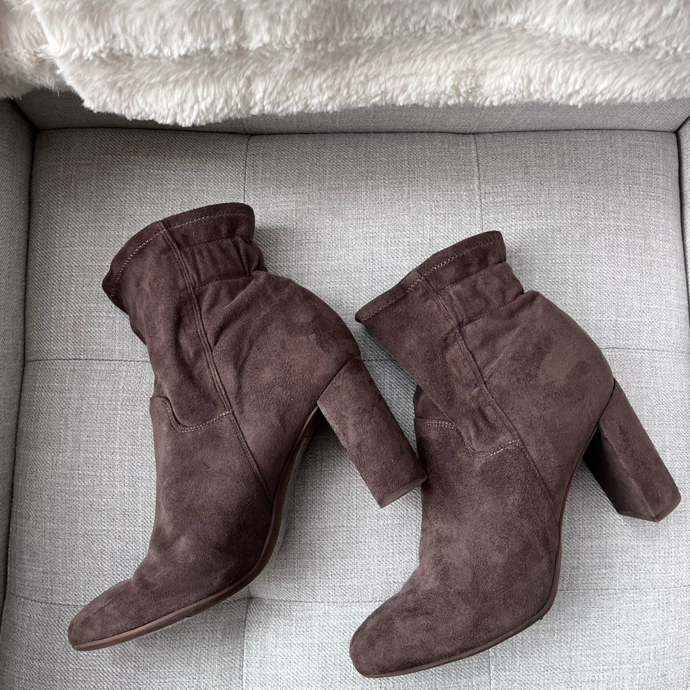 Suede Ankle Boots - Brown